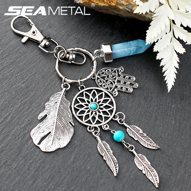 Car Keychain Ornaments Alloy Pendant Dream Catcher Art Gifts Creative Birthday Car styling Auto