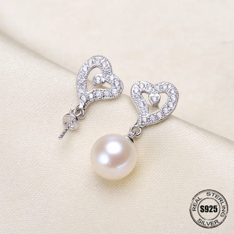 

HOT High Quality 925 Sterling Silver Stud Earrings Settings DIY Pearl Earring Hooks Findings Women's Jewelry Making Accessories