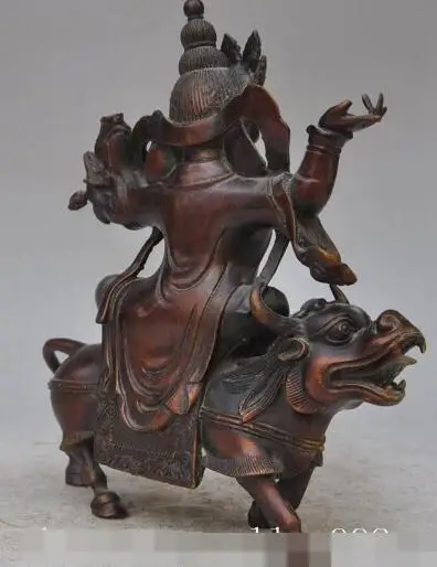 

S2068 tibet buddhism bronze Mahakala Jambhala god ride unicorn Buddha Statue