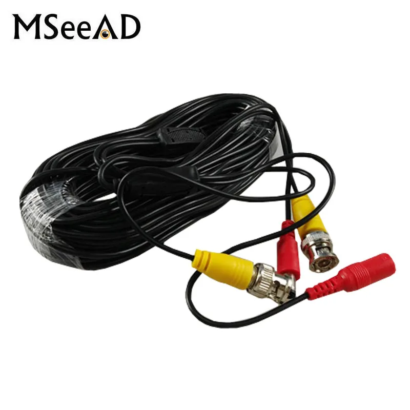 

18.3M 60ft CCTV Cable BNC + DC Plug Cable For 1.0MP CCTV Camera DVR Security Black Surveillance System Accessories