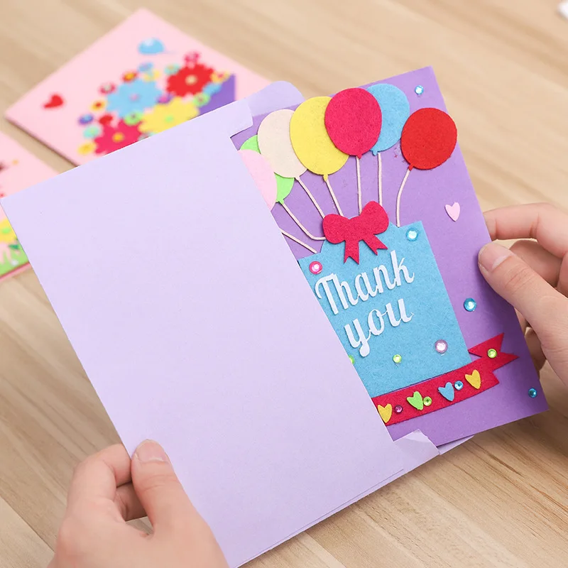 DIY Handmade Greeting Cards Non-woven Material Craft Toys Kids Creative 3D Puzzle Toy