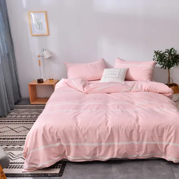 

Japanese Style Grey White Stripes 100% cotton Wash cotton 3pcs duvet cover sets(2*pillowcase+1*duvet cover)/soft bedding sets