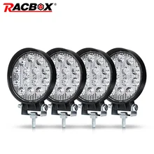 RACBOX 4 дюймов 42 Вт автомобиля светодиодный свет лампы Offroad Лодка Автомобиль Мотоцикл внедорожник вождения освещение круглый прожектор Spotlight 12 в 24