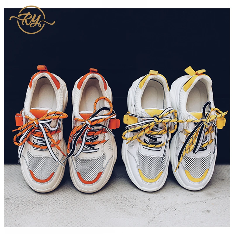 

RY-relaa fashion women's shoes 2019 new summer net red wild ins sports Korean version of breathable leather mesh running shoes