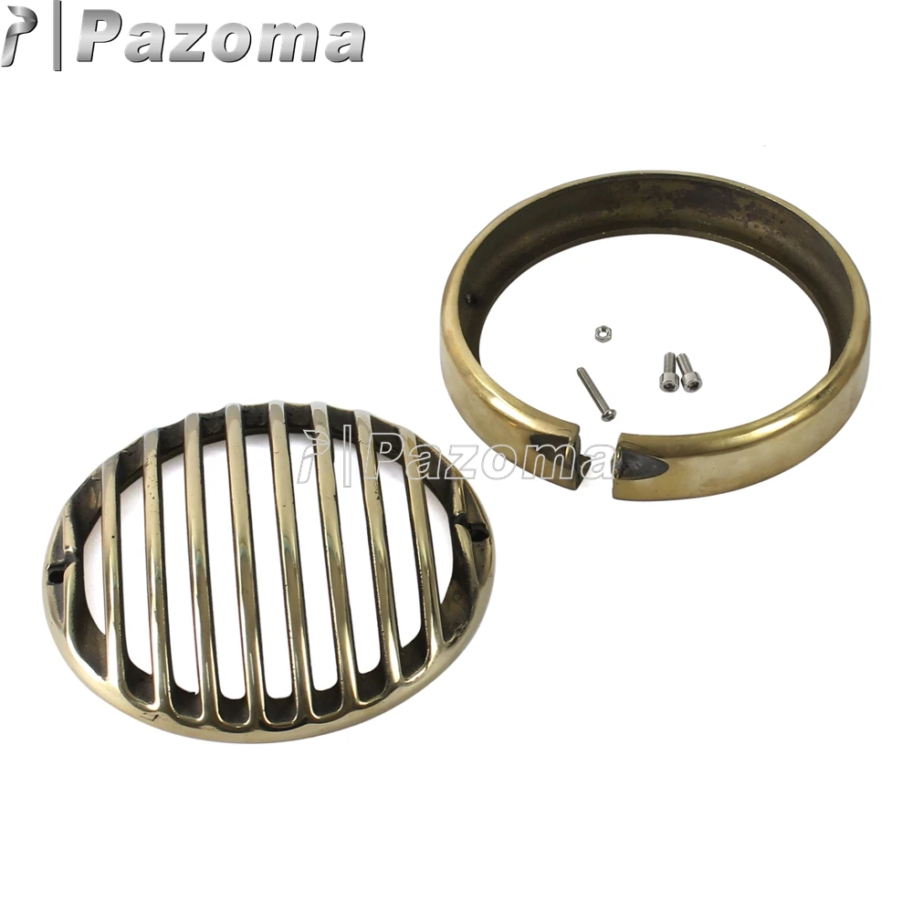Brass Motorcycle Headlight Grill Guard Motor Bike Lighting Headlamp