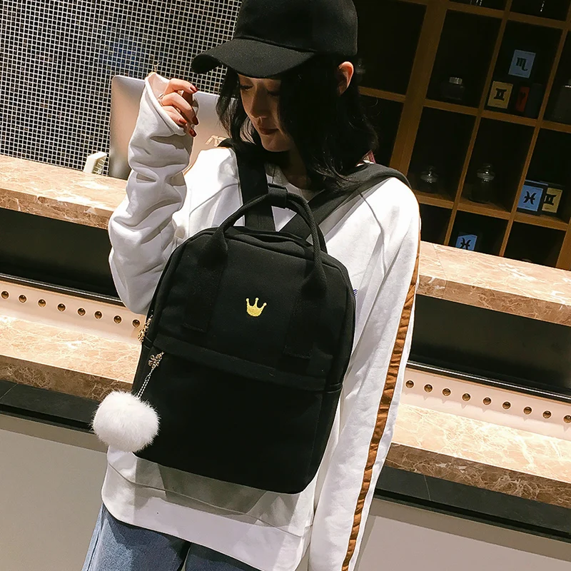 JANESPRI Canvas Backpack Preppy Style School Bags for Teenage Girls Fashion Women Backpack Cute Back Pack Student Bags 4 Colors (1)