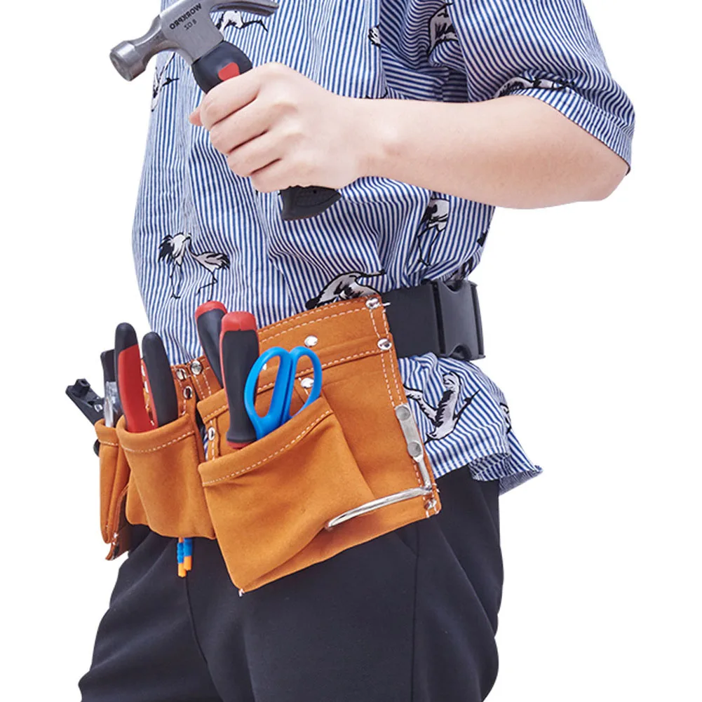 Amyove Kids Children Leather Toolkit Tool Pouch Pockets with Adjustable Belt for Costumes Dress Up Role Play 