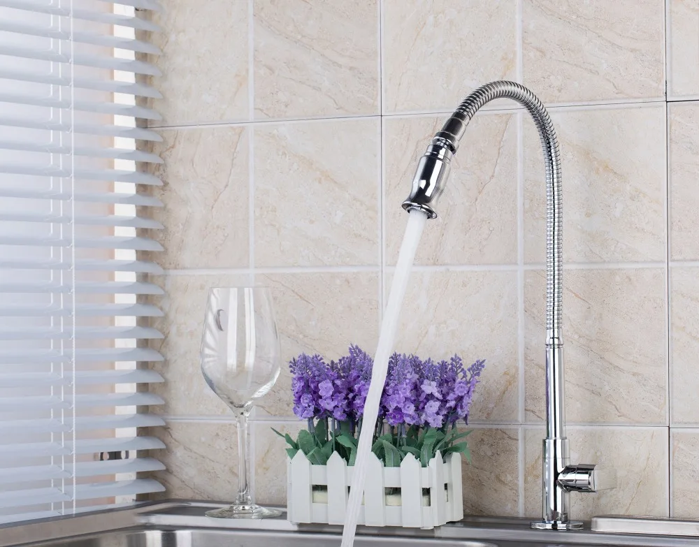 Kitchen Swivel Faucets New Brand Brass Chrome Polished Deck Mounted Water Tap Vessel Sink Faucet Mixers