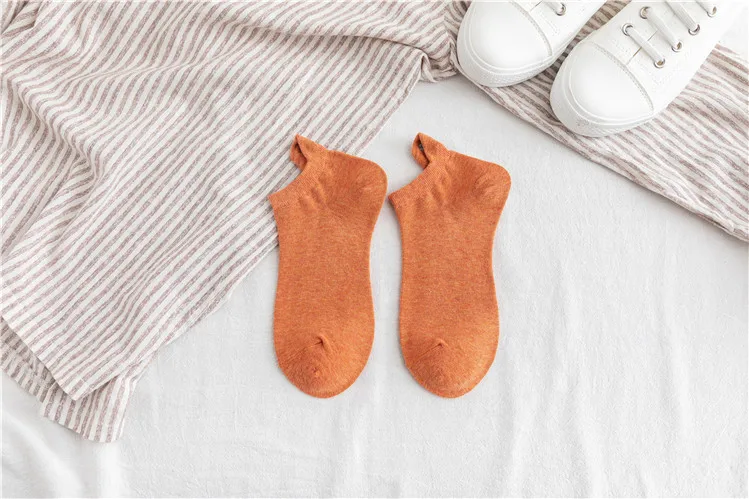 Kawaii вышитые экспрессии женские носки счастливые Модные ботильоны забавные Женские носочки хлопок Лето 1 пара ярких цветов - Цвет: 7066-Orange