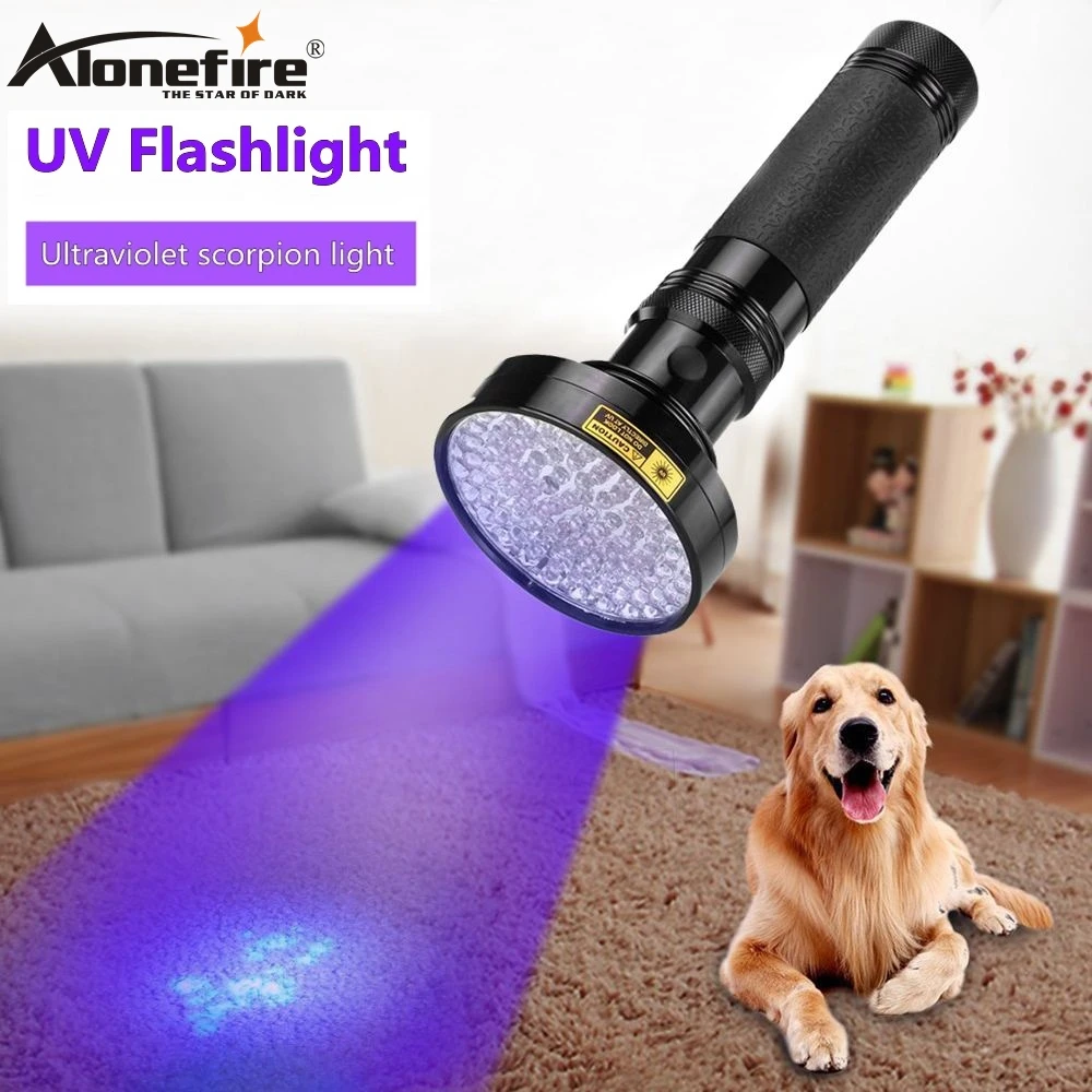 ALONEFIRE 100 светодиодный Высокая мощность УФ-излучения 395nm Ультрафиолетовый фонарь Скорпион для кота собаки домашнего животного мочи деньги