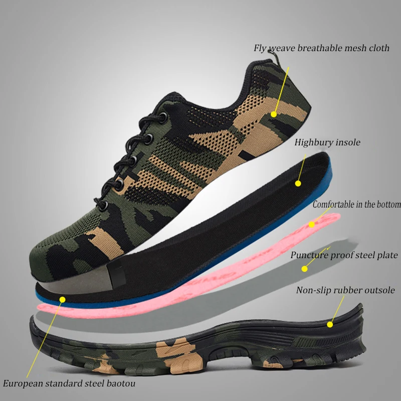 Outdoor Men Hiking Steel Head Safety Protective Shoe Breathable Comfort Anti-skid Wear Protection Sneakers Women Trekking Shoe Outdoor Men Hiking Steel Head Safety Protective Shoe Breathable Comfort Anti-skid Wear Protection Sneakers Women Trekking Shoe