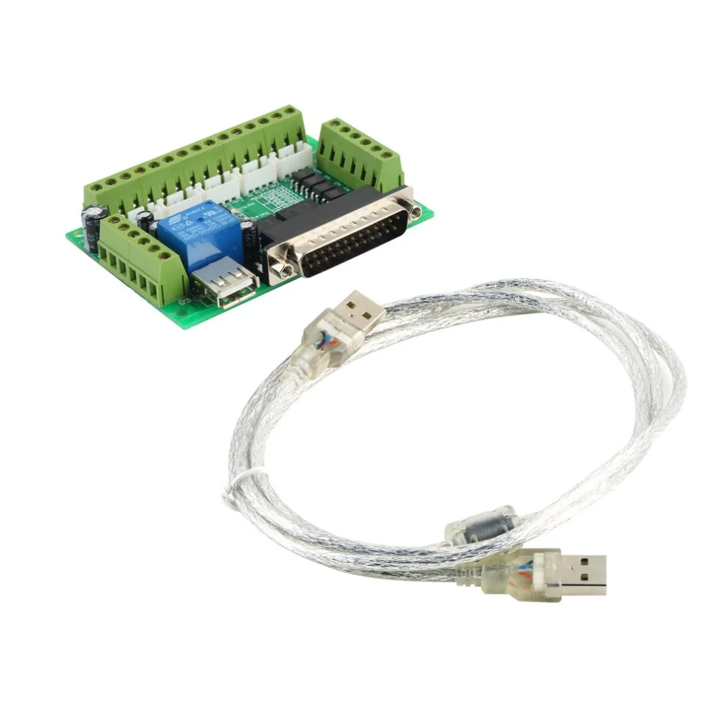 

1pcs New Interface MACH3 5 Axis CNC Breakout Board For Stepper Motor Driver CNC Mill for Hot Selling interface board + USB cable