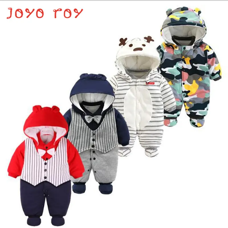 

Joyo roy 2018 New Newborn Baby Anti-Cold Hooded Cotton Rompers Infant Jumpsuits Baby Boys Girls dj0005R