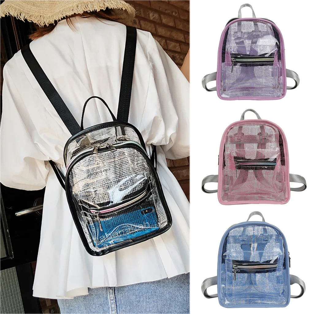 

woman back pack Zipper Versatile Transparent Small Backpack Student Bag Backpack bags for women 2019 bolso mochila#BY35