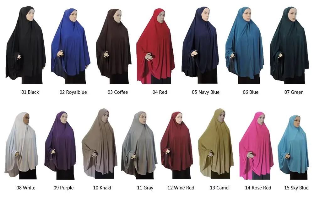 Khimar Hijab Muslim Women Long Scarf Overhead Hijabs Islamic Prayer Clothes Arab Niqab Burqa Ramadan Chest Cover Shawl Wraps Cap