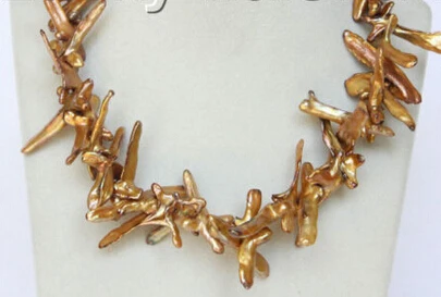 

Jewelr 004332 Baroque 17" cross coffee Reborn keshi pearls necklace