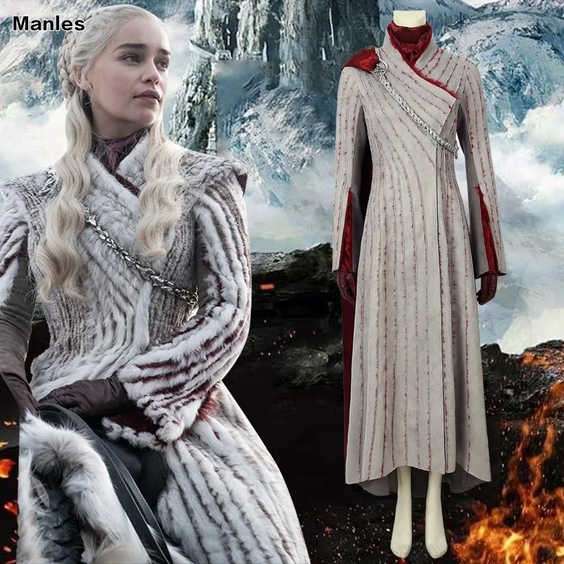 TV Series Game of Thrones Cos Daenerys Targaryen Costume Outfit With Cape Suit
