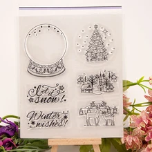 Fundo Da Árvore de Natal Selos Selo Cartão Diy brinquedo Rolo de Silicone Transparente Clara para o presente dos miúdos(China)