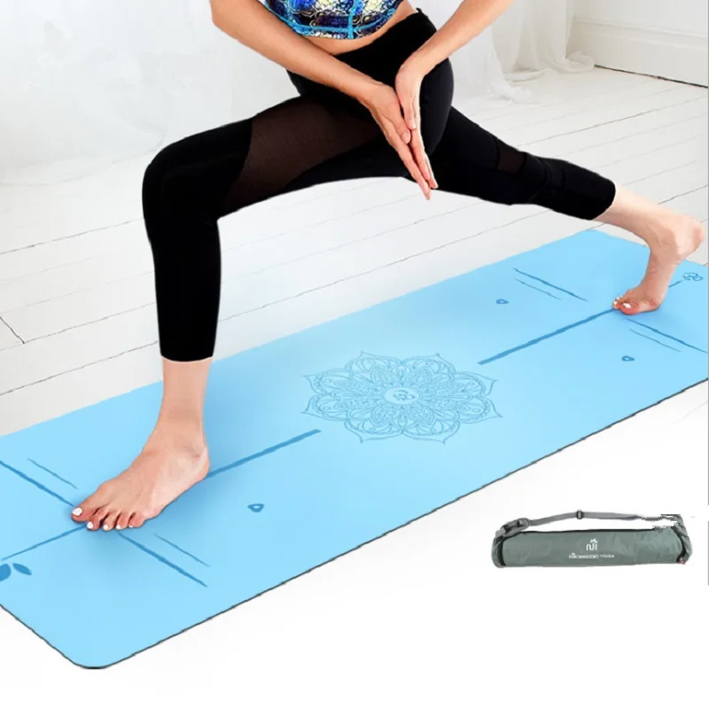 45 Degree Position Line Natural Rubber Yoga Mat 5mm Antiskid Fitness