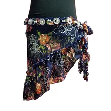 Новое поступление одежда для танца живота аксессуары юбка стрейч треугольный пояс накидки с цветочным узором Bellyance хип шарф Стразы