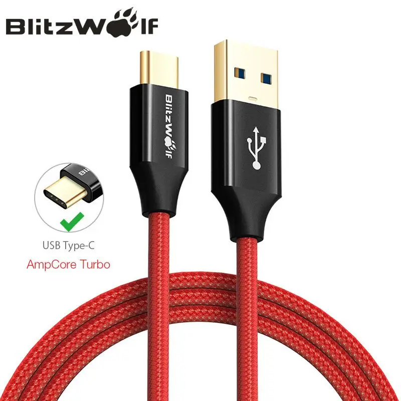

BlitzWolf USB Type C Type-C Data Cable 0.9/1.8m Unbreakable Mobile Phone USB Charger Cables For Samsung/Huawei/Xiaomi Smartphone