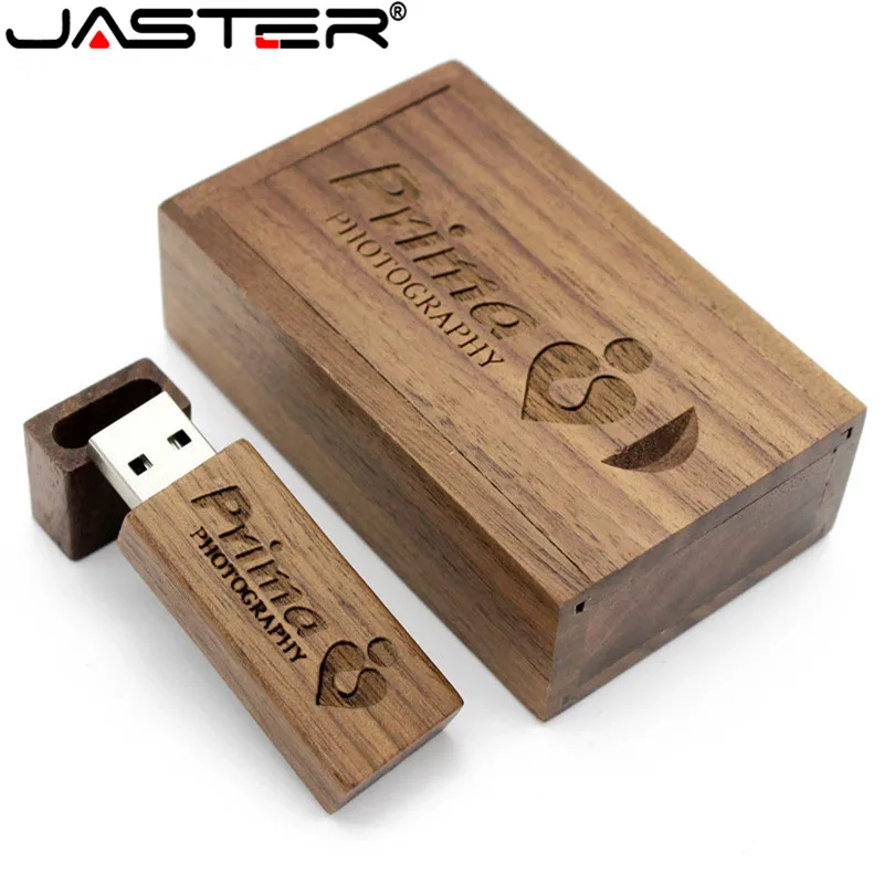

JASTER Wooden bamboo+box USB flash drive pendrive 64GB 16GB 32GB memory card USB creativo personal gift (over 10 PCS free LOGO)