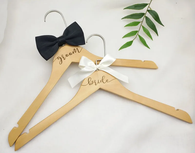 2pcs Lot Personalized Bride Groom Hanger Wood Wedding Hanger