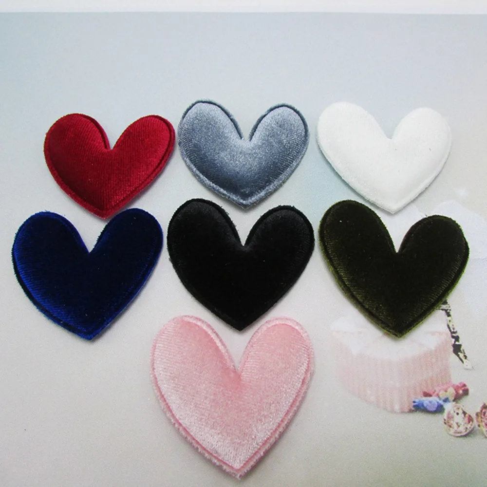 100pcs/lot DIY Velvet Heart padded applique Crafts with Gold stars for headwear bag shoe garment accessories Decoration lucia crafts 5 pairs lot 10 14 18mm magnet buckle metal snap fasteners buttons diy sewing garment accessories materials g1209