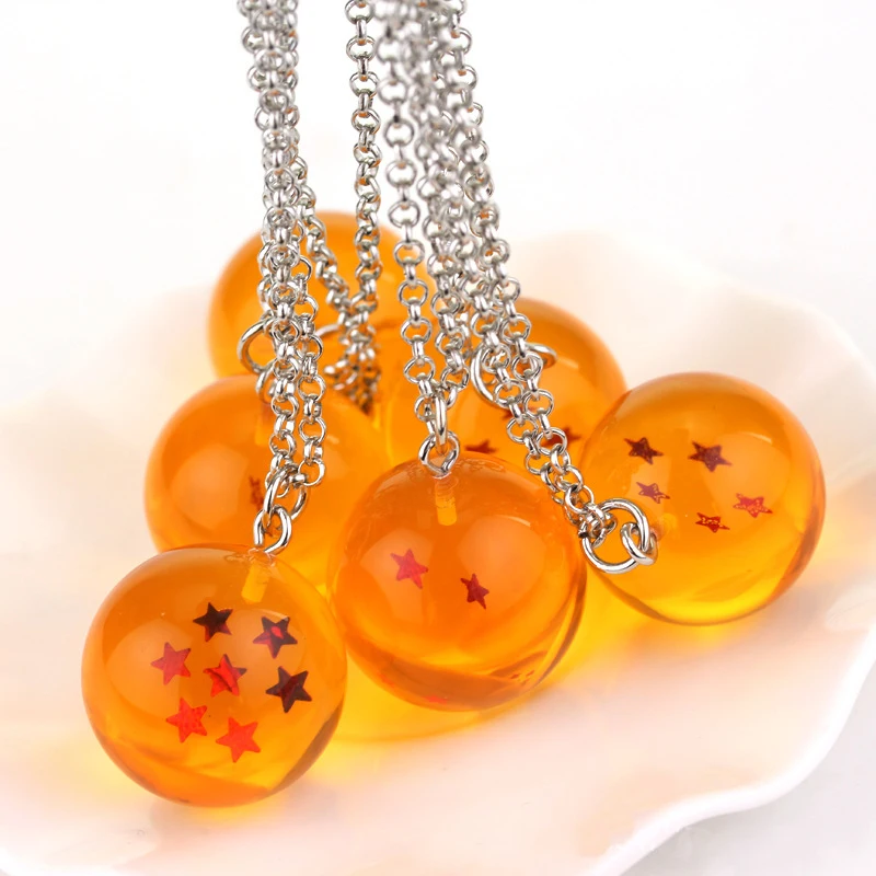 

Fashion Anime DragonBall Z Ball Pendant Necklace 1-7 Stars Son Goku Chain Necklace PVC Figures Toys Cosplay Collection Jewelry