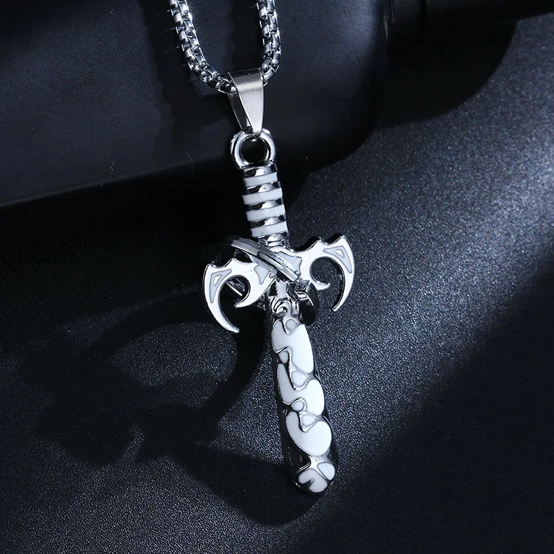 

CACANA Cross Pendant Fashion Men's Sword Pendant Necklace Punk Link Chain Necklaces For Men Silver Color Male Jewelry