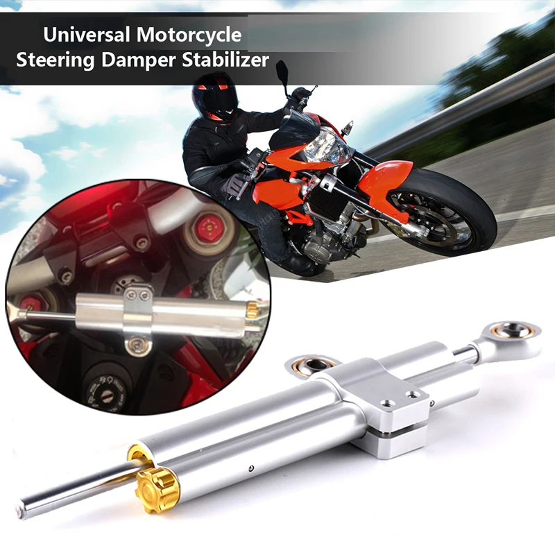 

Motorcycle Steering Damper Transverse Linear Wobble Stabilizer Damper CNC 6061-T6 Aluminum Alloy