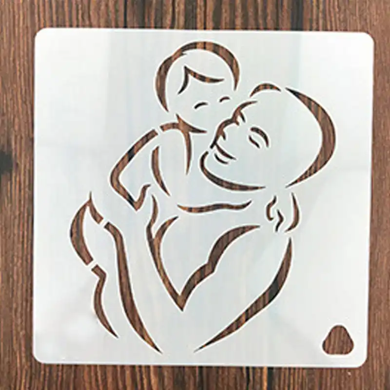 Baby Kiss Father Stencils for DIY Scrapbooking Plastic Handmade Template Crafts Art Diary Decor Painting Drawing Spray Tool Card