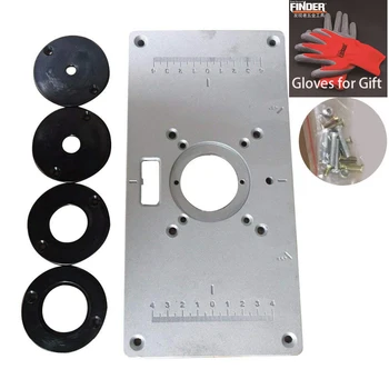 

Router Table Insert Plate Aluminum Router Table Insert Plate with 4 Rings and Screws for Woodworking Benches Wood Trimmer Plate
