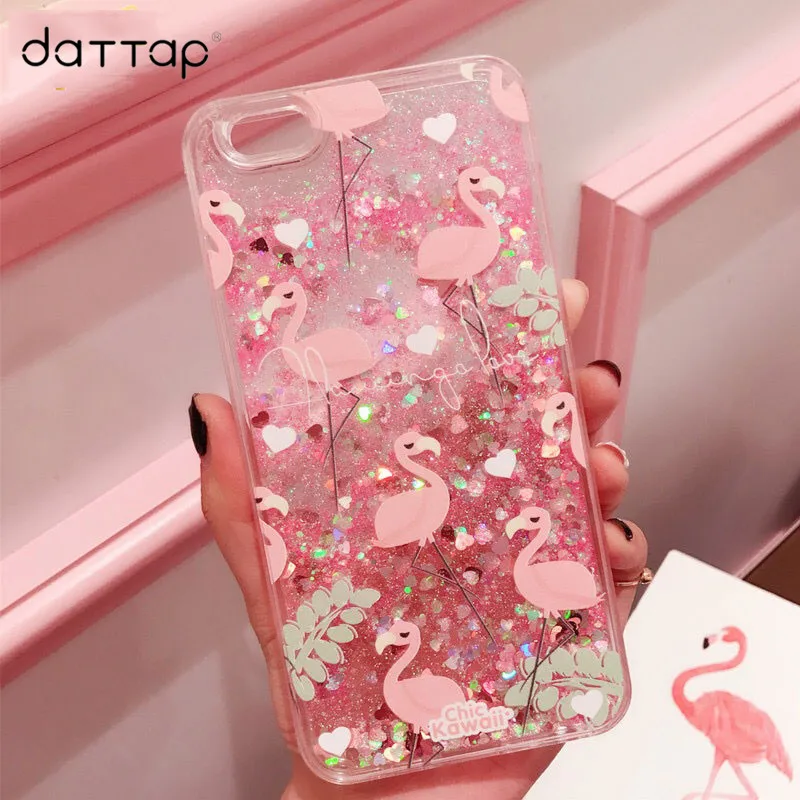 

Pink Flamingo Glitter Quicksand Case For iPhone 7 Case Dynamic Liquid Cover For iPhone 6 Case For iPhone 6s 6 s 7 8 Plus Capinha
