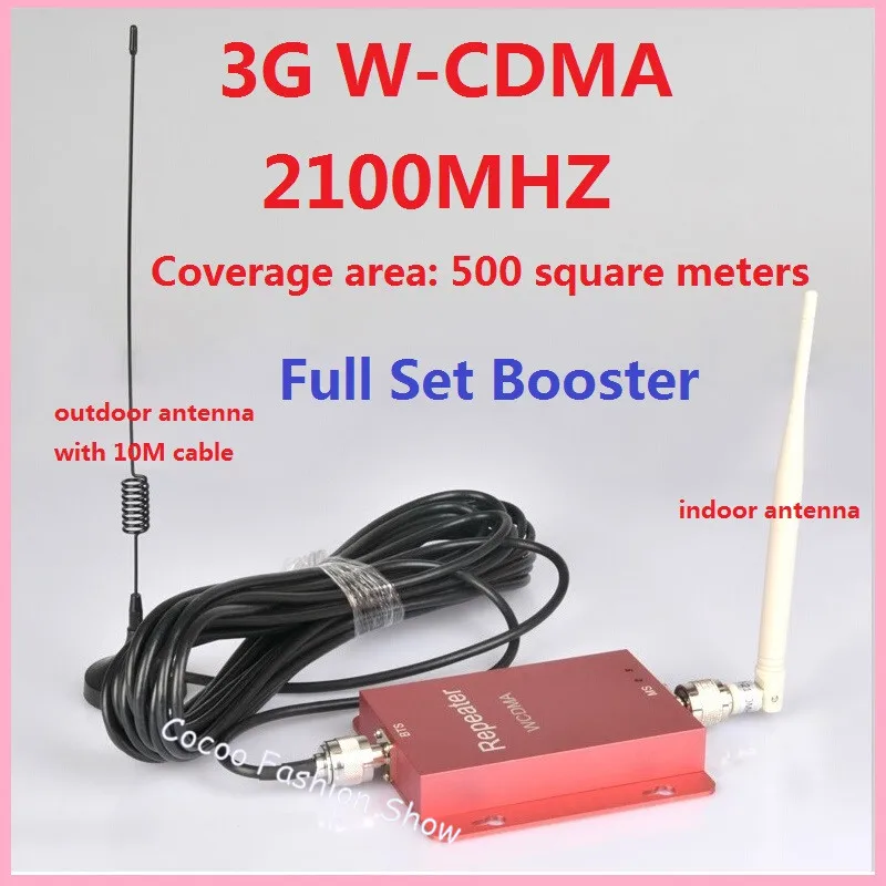 

New WCDMA 3G 2100MHZ Mobile Signal Booster Extenders Cellular Signal Amplifier Repeater Kit With Antenna For Home Or Office