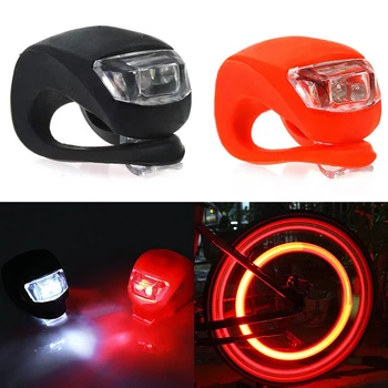 

New 2 Pcs Silicone Bicycle Bike Cycle Safety LED Head Front and Rear Tail Light Set