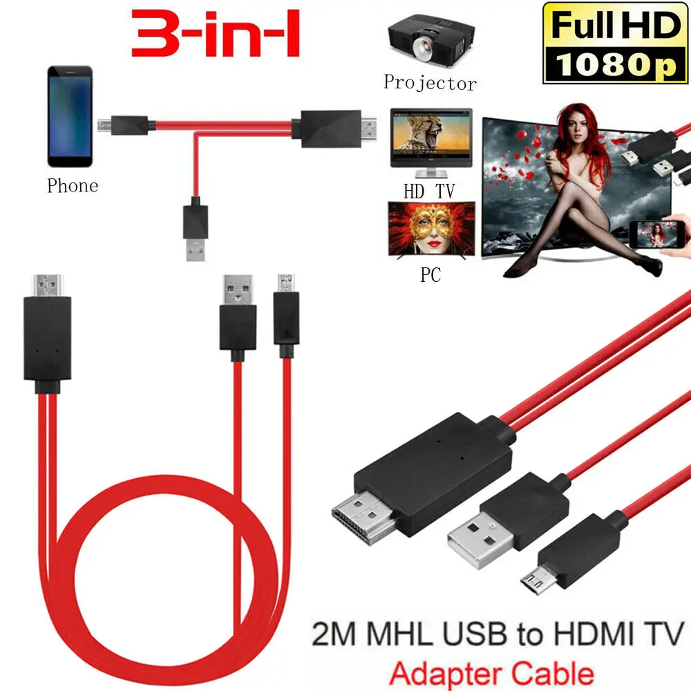 Универсальный MHL Micro USB к HDMI 1080P HD tv samsung телефонный кабель адаптер для мобильного телефона ТВ проектор ПК