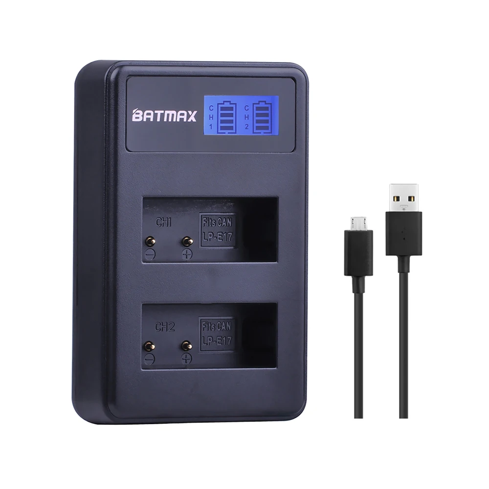 

LP-E17 LP E17 LPE17 Battery Dual USB Charger LCD Display for Canon Cameras EOS 750D 760D T6i T6s M3 Kiss X8i 8000D