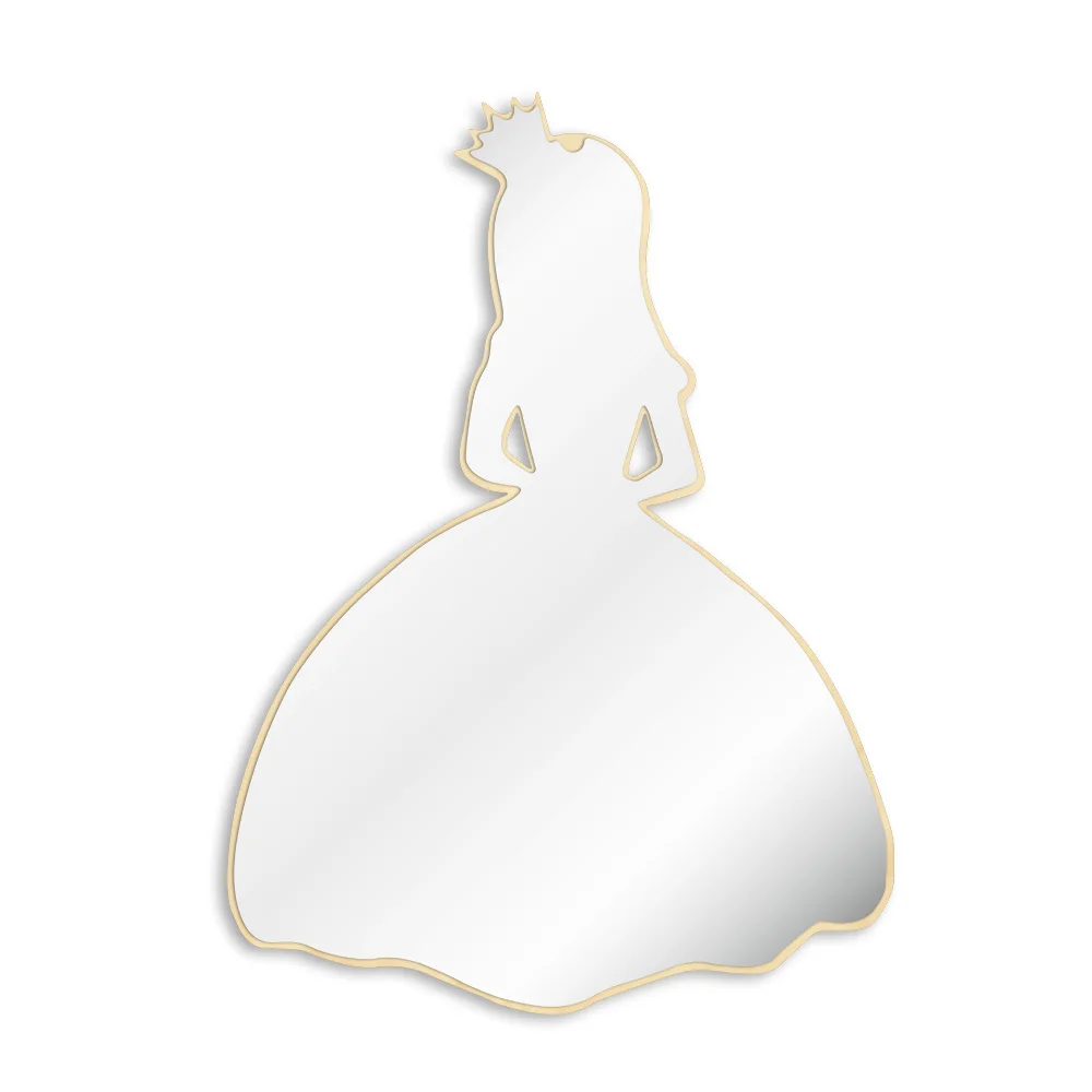 

Princess Decorative Wall Mirror Girl Room Hanging Wall Art Haning Acrylic Wood Mirror Safety Makeup Mirror For Nursery Kids Room