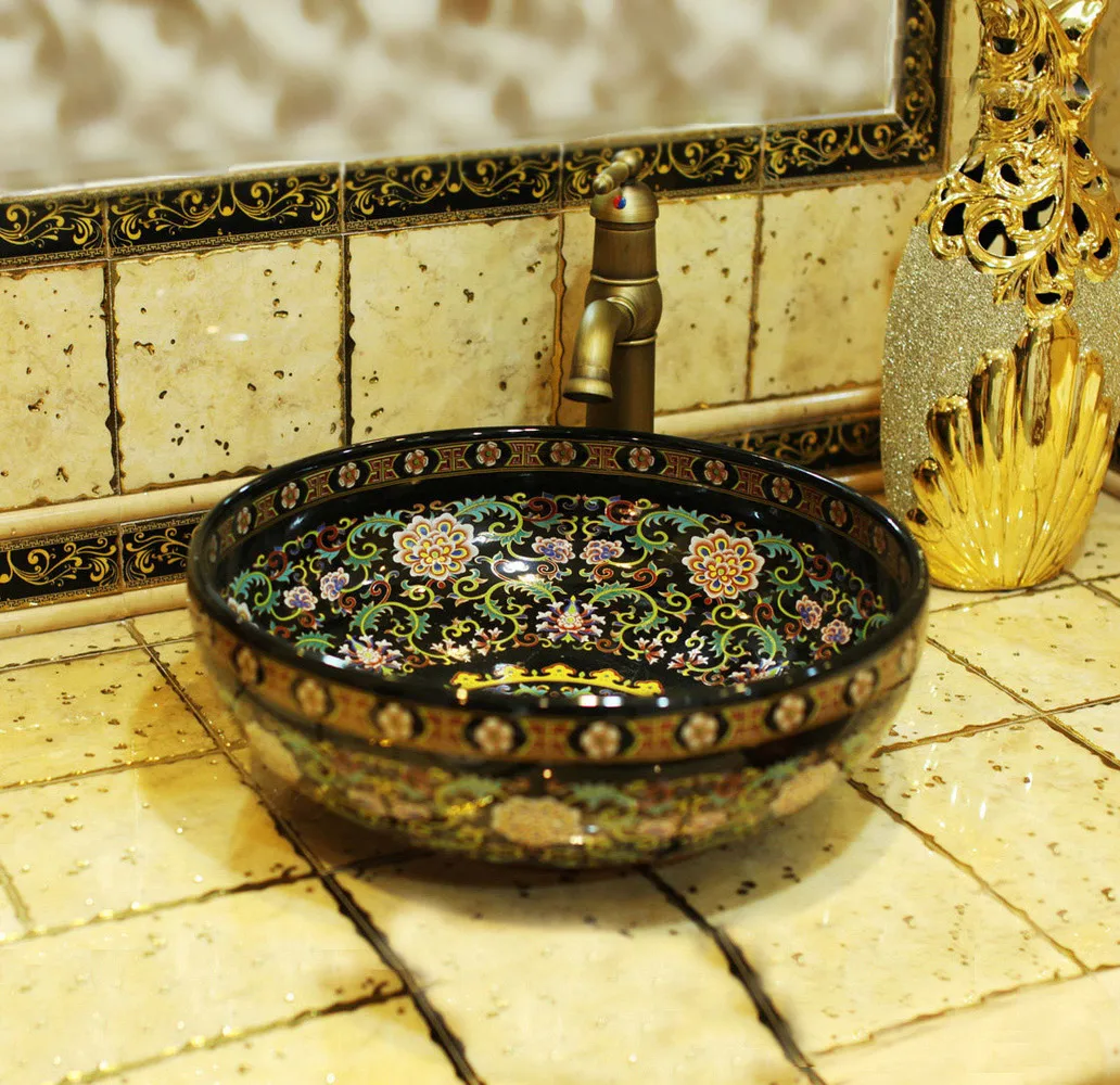 الصينية العتيقة السيراميك حوض الحمام الغرور على الجدول الخزف LO621928 الصينية العتيقة السيراميك حوض الحمام الغرور على الجدول الخزف LO621928