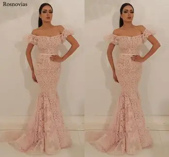 

Blush Pink Mermaid Prom Dresses 2019 Off Shoulder Sweep Train Peplum Long Evening Party Dresses Formal Gowns Vestido Customized