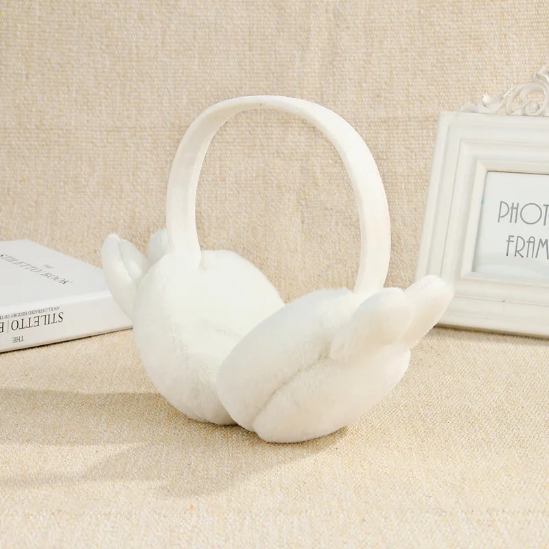

Elegant Rabbit Ear Winter Earmuffs For Women Warm Earmuffs Ear Warmers Gifts For Girls Cover Ears Fashion E005-white