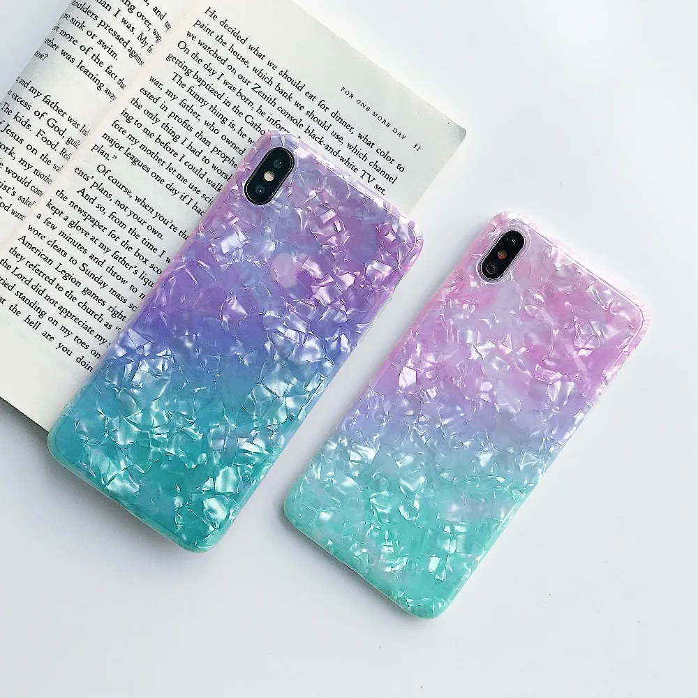 

Fashion Design Gradual Gradient Shell Style Artistic Feeling Silicone Case Cover For Apple iPhone Xs Xr Xs Max 6 6S 7 8 Plus X
