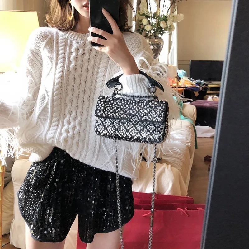 Plumes Femelle De Blanc Pull 1 Tops À Marée Longues Mode O Automne Chandails Gland Chandail Femmes Lâche Cou Pour Manches rAtqxrwa