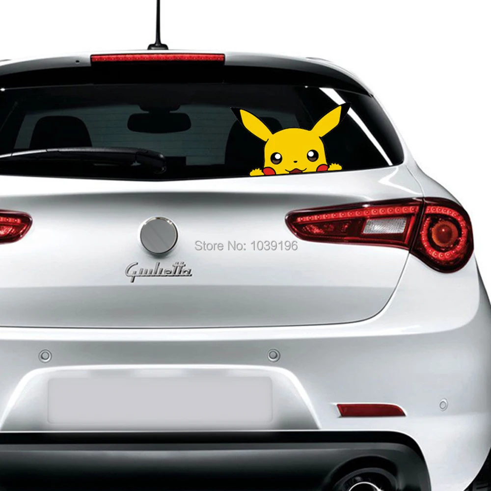 Новые дизайнерские креативные наклейки на авто с изображением Пикачу из мультфильма, наклейки на бампер автомобиля, креативные виниловые наклейки с рисунком