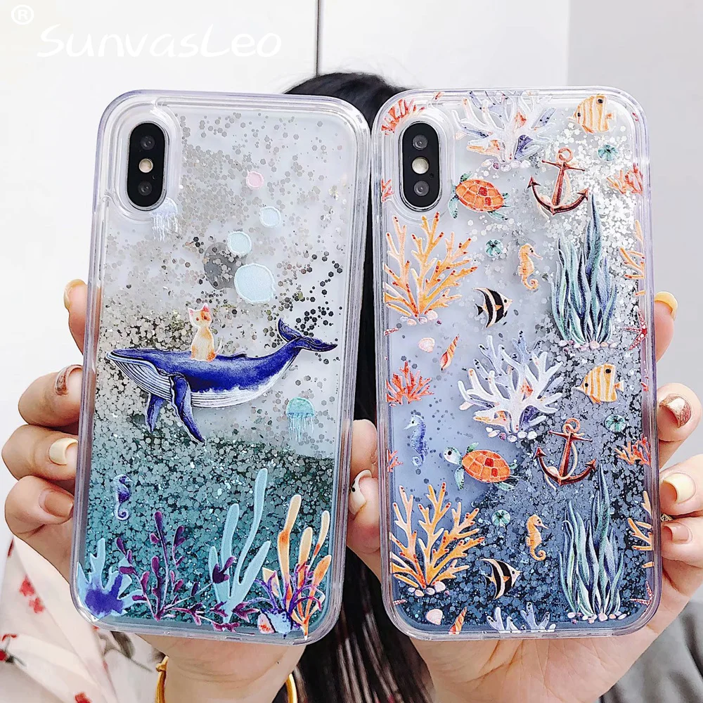 

For iPhone X 6 7 8 Plus Pretty Fashion Glitter Liquid Quicksand Cases Soft Silicone Cartoon Relief Nail Polish Phone Back Cover