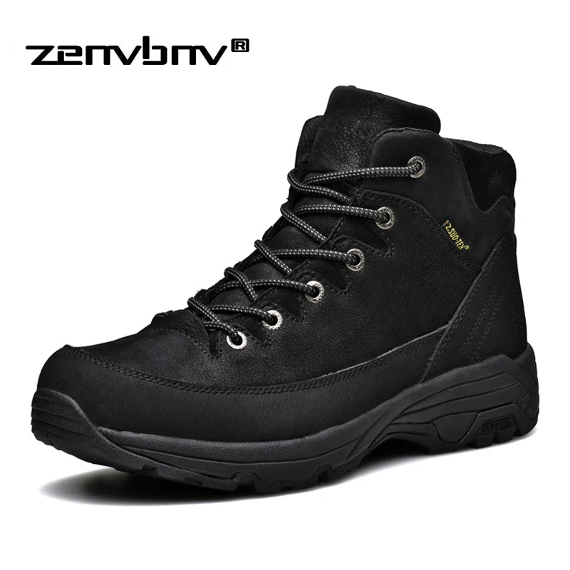 

Men Boots Anti-Skidding Genuine Leather Shoes Men Popular Comfy Autumn Winter Men Shoes No Plush/Short Plush 2 Model Snow Boots