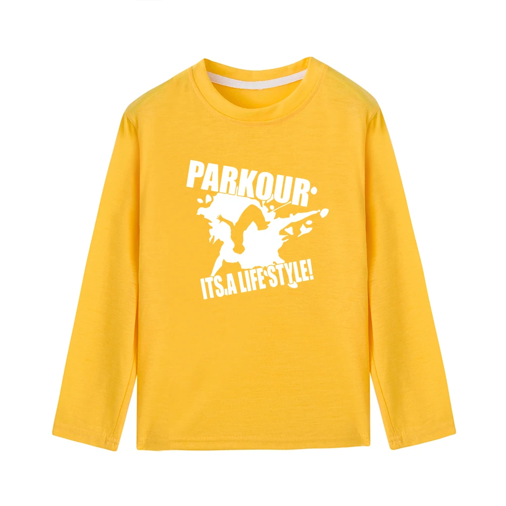 Boys Girls Parkour T Shirts Children Tees Boy Girl Long Sleeve T Shirts Kids Tops Brand Baby Fashion Child Tops Clothes - Цвет: 44R1-KLTYE-