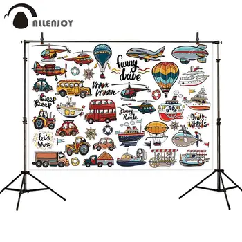 

Allenjoy photography photophones photo cartoon Transportation funny drive Hot air balloon airplane car boat backdrop wallpaper