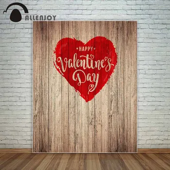 

Allenjoy Valentine's day red Heart shaped on old vintage wooden board a photo fund decorations